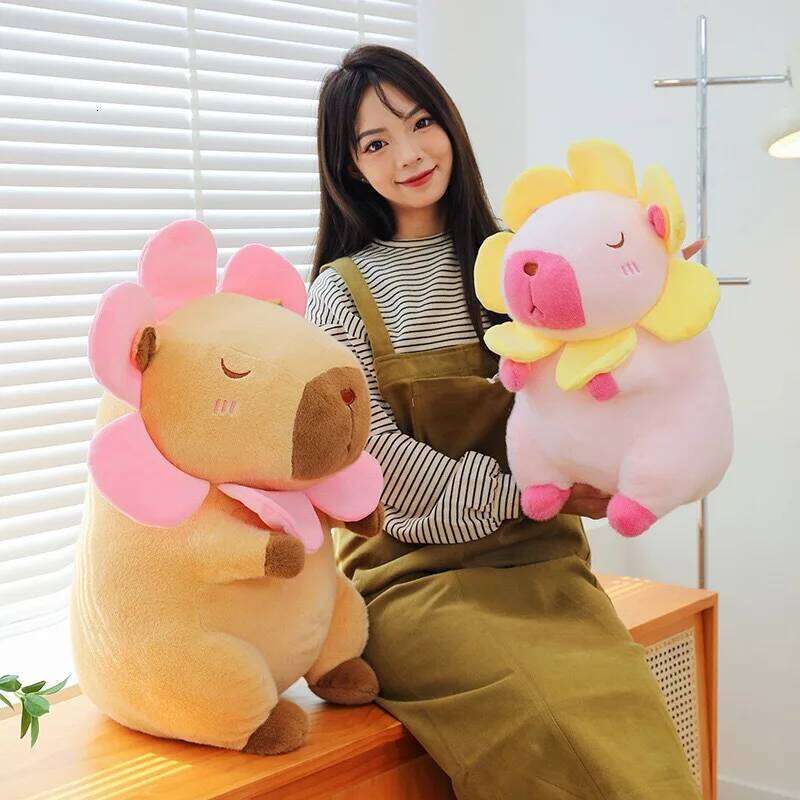 1pc 30cm/11.81in Cute sunflower doll throw pillow, capybara large doll, plush toy, children's birthday gift Y260128