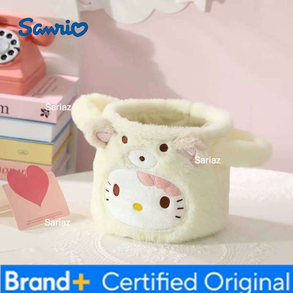 Sanrio 2026 Hello Kitty My Melody Plush Desktop Bucket Cute Girl Cartoon Storage Box H260129 H260129