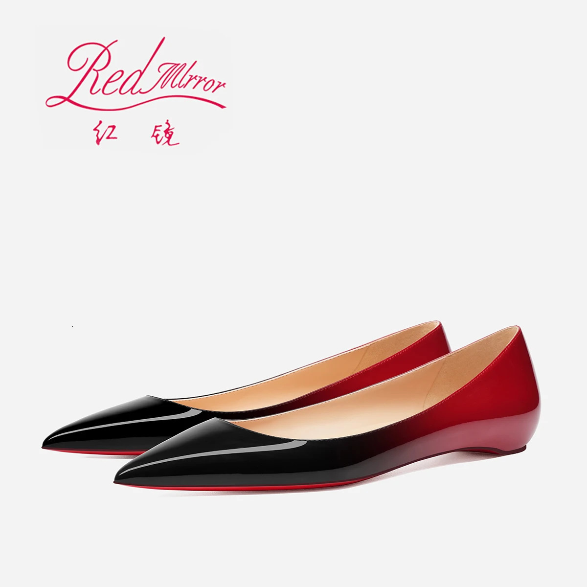 2025 style pointed bare color flat shoes single patent leather increased height inside shallow mouth low heel 260126
