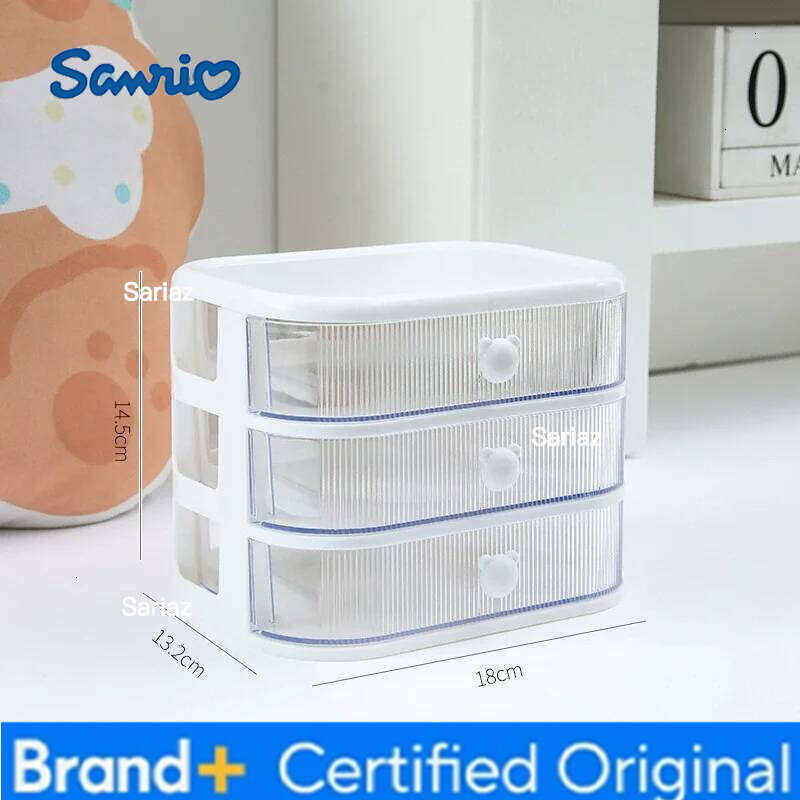 Sanrio Six Square Grid Box Drawer Transparent Desktop Kitty Kuromi Melody Cinnamoroll Pochacco Pompurin Stationery Storage H260129 H260129