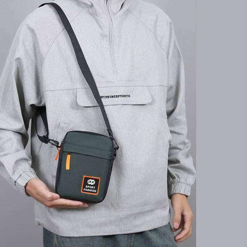Men's single-shoulder cross-body with multi-layer zippers, trendy color contrast, and casual messenger style bag XJ260129