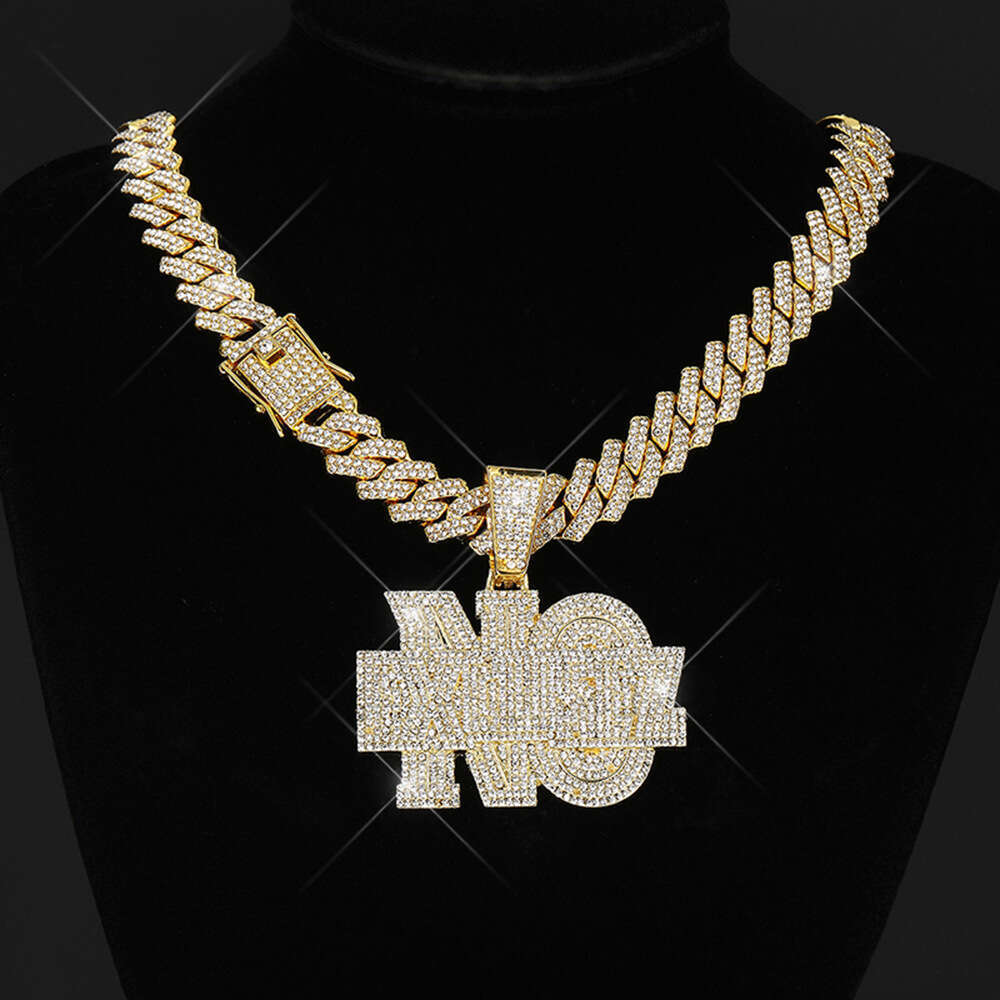 New Trendy Men Ice Out Chain Smiley Alloy Full Hip-hop Style Necklace Moissanite Diamond Crown Letter Multi-specification Cross-border Hot Item