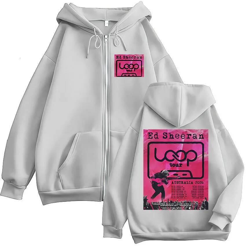 Ed Sheeran Loop Australia 2026 Tour Graphic Zipper Hoodies Fans Gifts Men's Women Fashion Hip Hop Zip Up Sweatshirts Jacket ddmytues