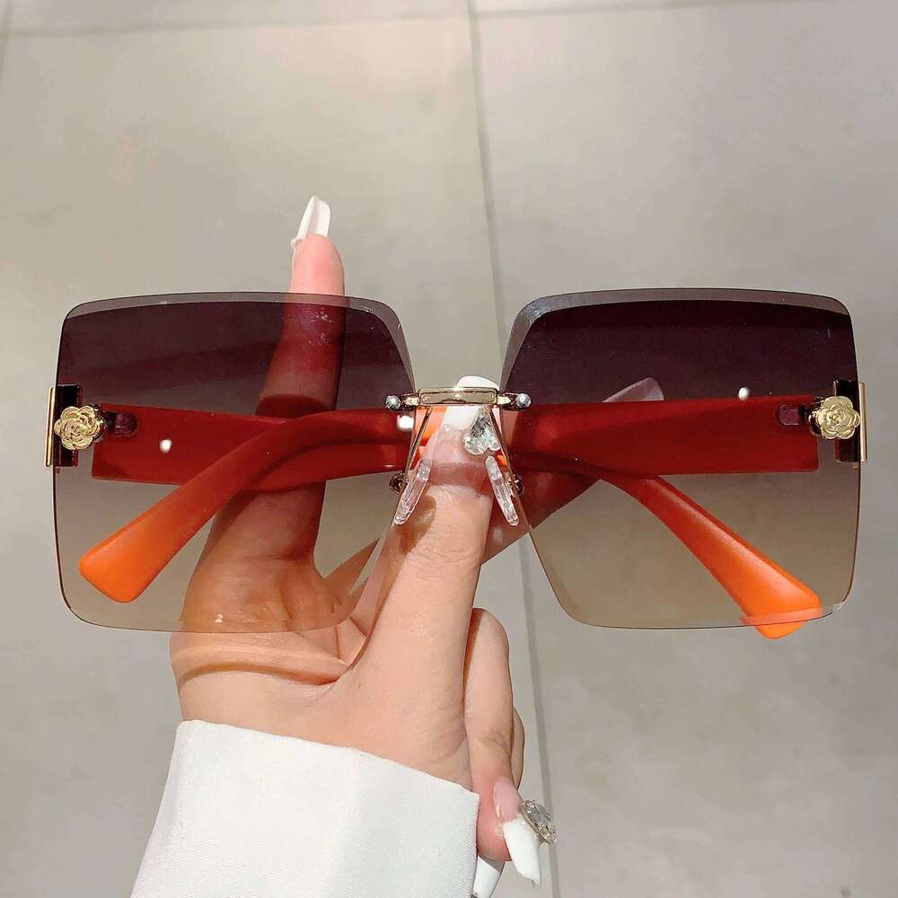 KAMMPT Rimless Square Sunglasses 2024 New Oversized Stylish Gradient Multicolor Eyewear Trendy Women Brand Design Vintage Shades H260129