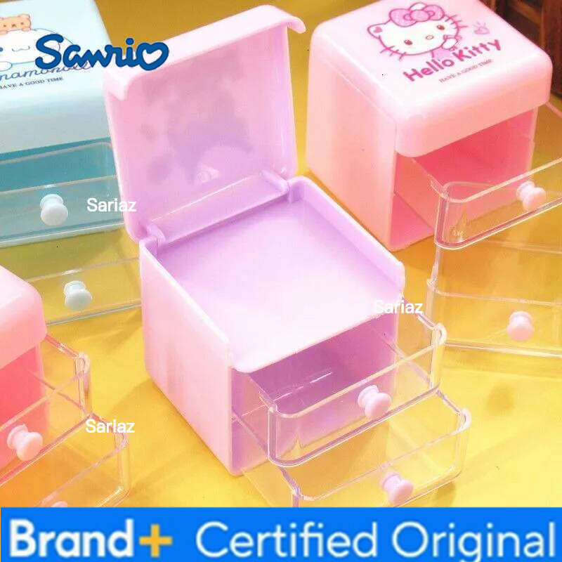 Sanrio Hello Kitty Cinnamoroll Kuromi Creative Cute Double Layer Mini Drawer Storage Cartoon Simple Accessories Jewelry Box H260129 H260129