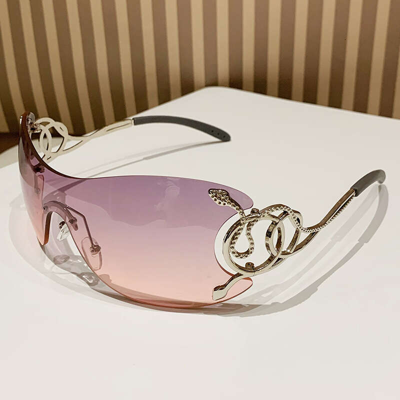 Y2K Snake Sunglasses Pattern Purple Pink Large Frame Street Style for Driving Outdoor Daily Wear Gift High Quality 1 Texture