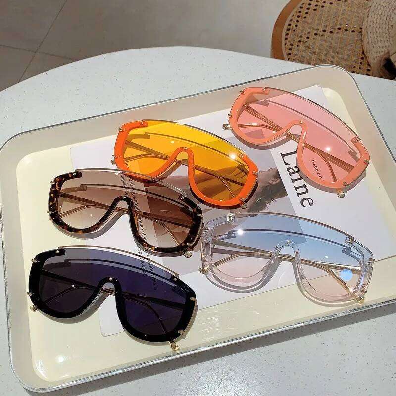 Fashion Leopard Women Sunglasses Stylish Gradient Outdoor Sports Shades Luxury Metal Design Oversize Men Sun Glasses H260129