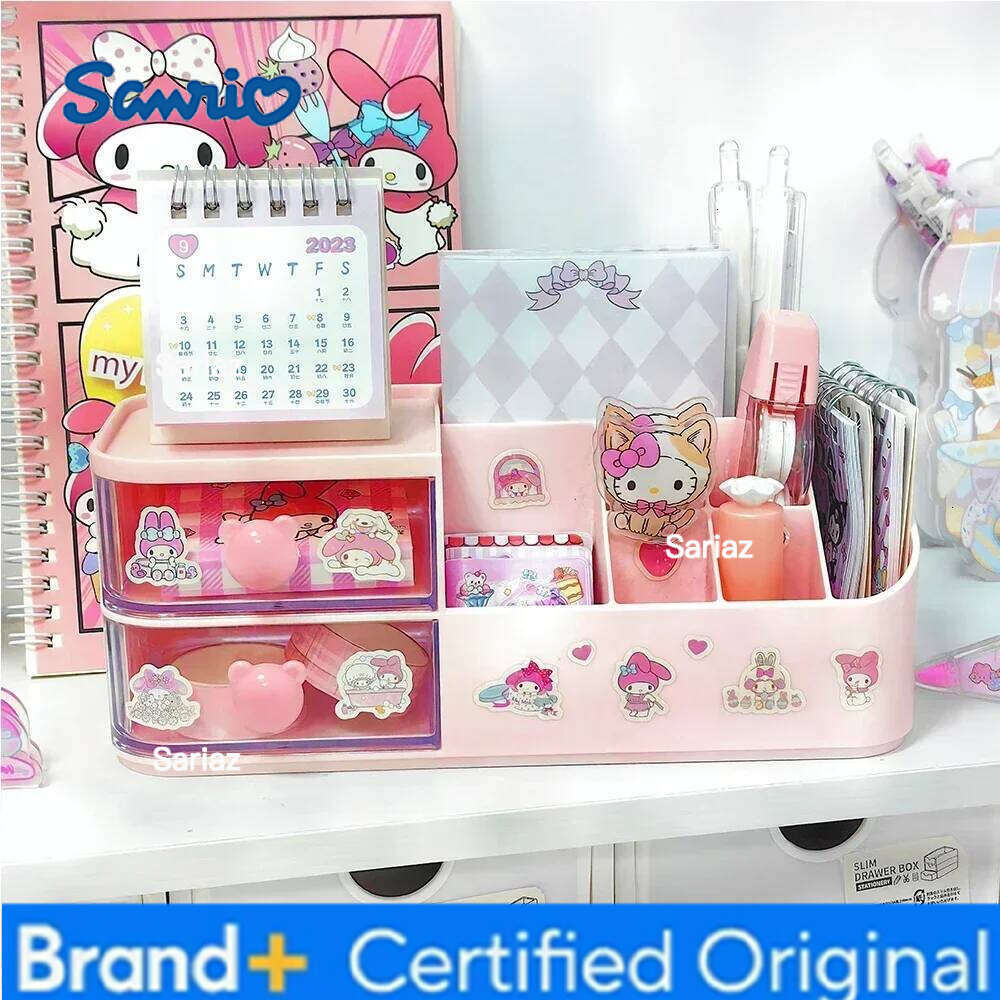 Sanrio Drawer Compartment Desktop Stationery Box Kuromi Melody Hello Kitty Desk Organizer Girls Cosmetics Storage Rack H260129