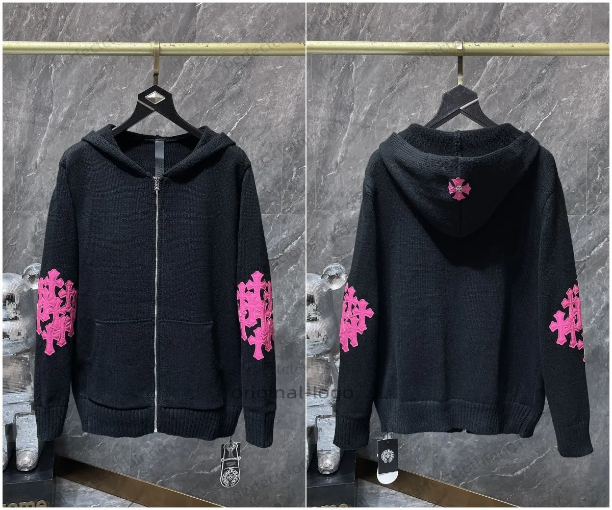 Chrome Jacket designer hoodie Trendy Brand CH Croon Autumn Winter Knitted Chrome Sweater Chrome Cardigan Coat Sanskrit Embroidery Knitted Jacket Crome Hoodie c8d