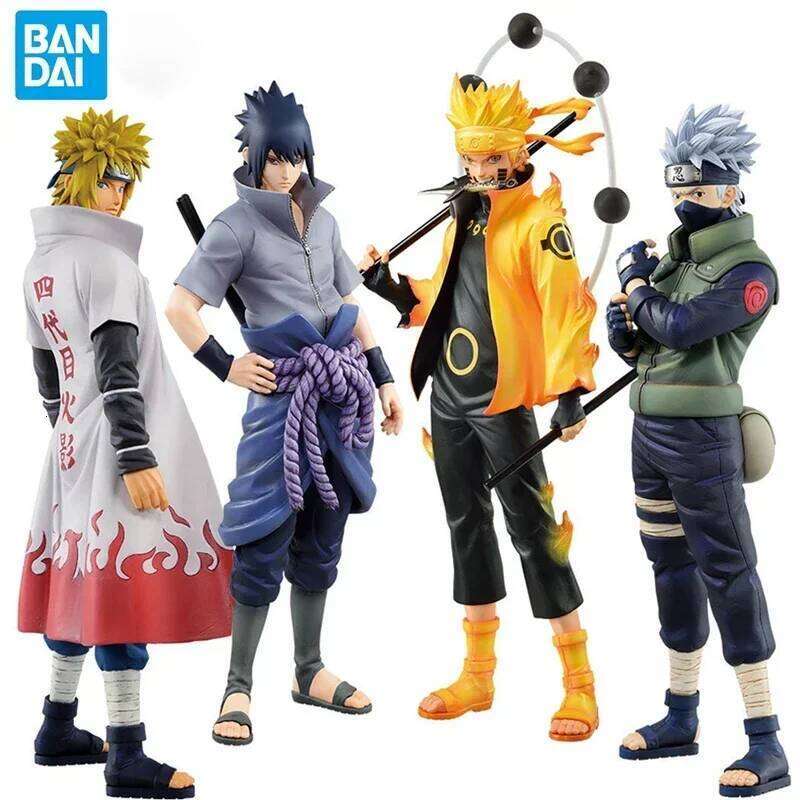 20cm Bandai Naruto Anime Shippuden Uchiha Sasuke Hatake Kakashi Namikaze Minato Action Figure Collection Model Toys Gifts Z260129