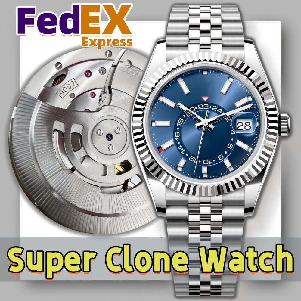 Factory Mens Designer Watch 9002 Movement Super Clone Quality Full Function SKY Dweller Sapphire glass Noctilucent Waterproof 72H Power Reserve Fast delivery