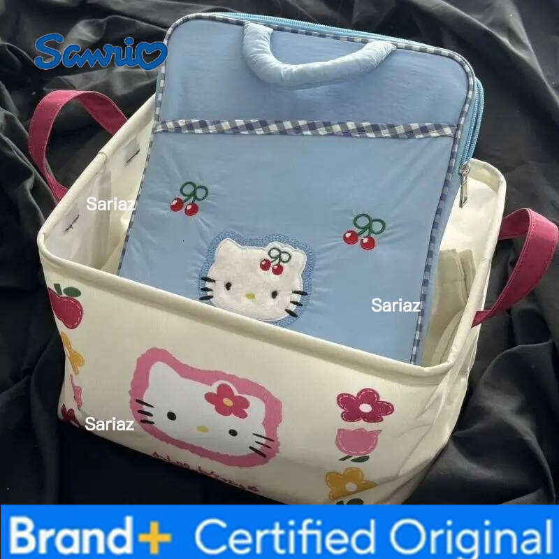 Sanrio Kawaii Hello Kitty Folding Storage Basket Cartoon Kt cat Large Capacity Wardrobe Office Bedroom Closet Laundry Hamper Girls Toys H260129