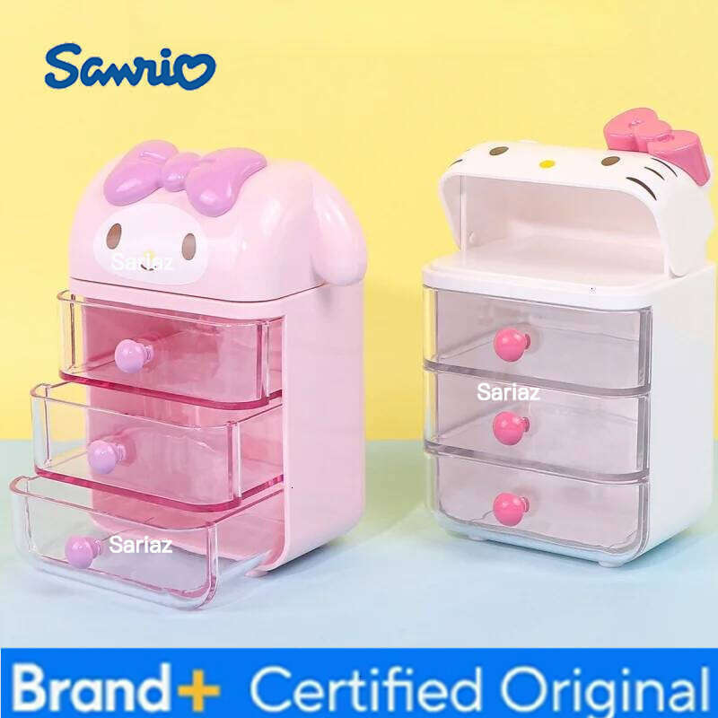 Sanrio Cute Cinnamoroll Melody Mini Dresser Jewelry Organizer Desktop Drawer Storage Box Kawaii Home Decor Birthday Gift H2601291 H2601291