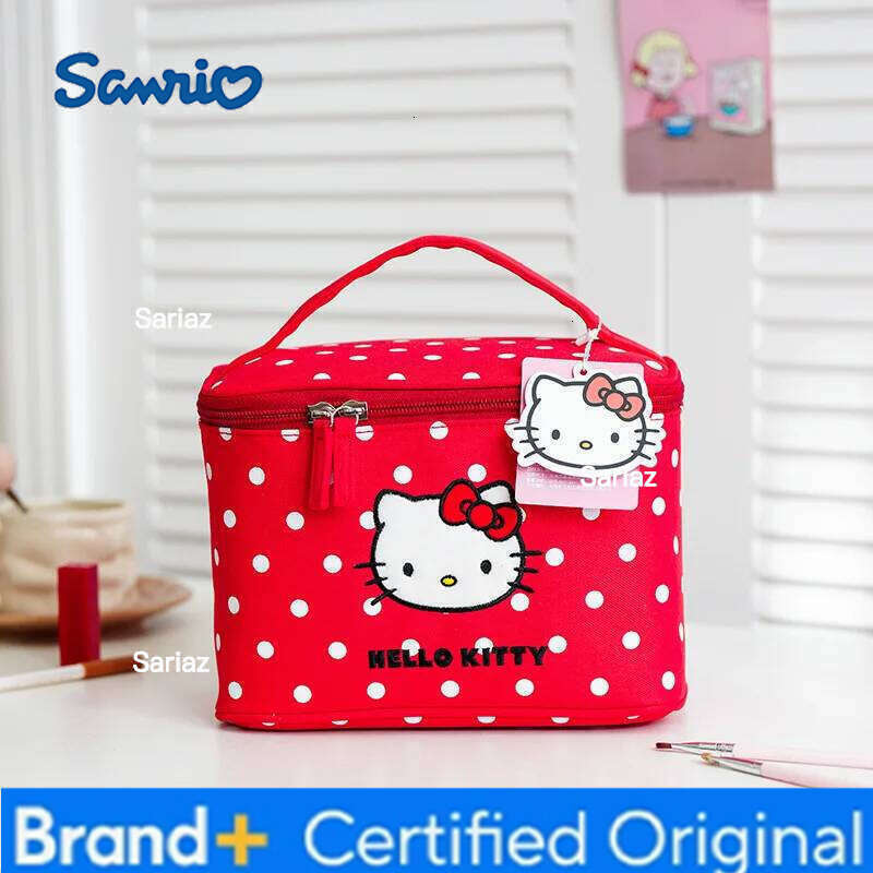 Sanrio Anime Hello Kitty Cartoon Embroidered Doll Large Capacity Cosmetic Kawaii Portable Toiletries Storage Bag Sweet Handbag Gift H260129 H260129
