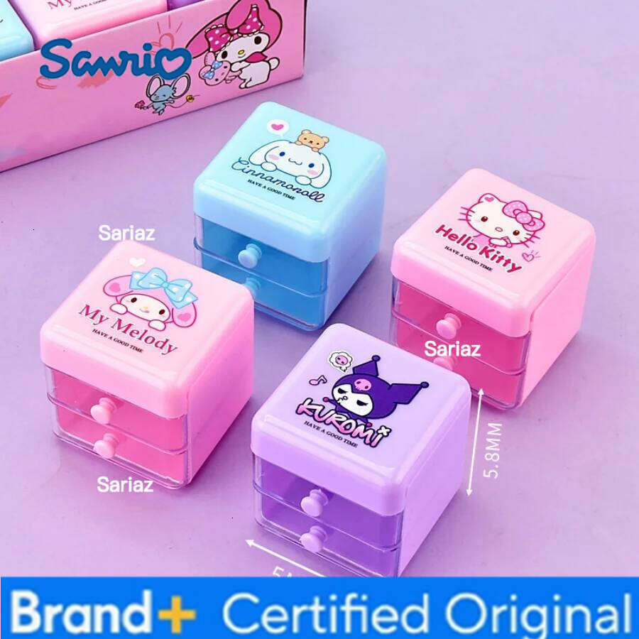 Sanrio New style Hello Kitty Mini Organizer Cartoon Cinnamoroll Melody Double Layer Jewelry desktop storage Girls Gifts H2601291