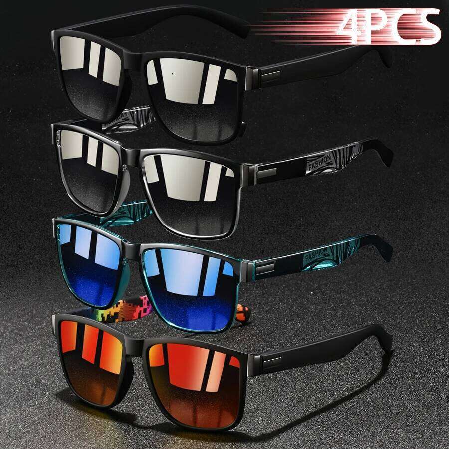 4 PCS Fashion Vintage Square Pattern Sunglasses Men Women Driving Luxury Brand Designer Sun Glasses Man Driver's Eyewear UV400 H260129