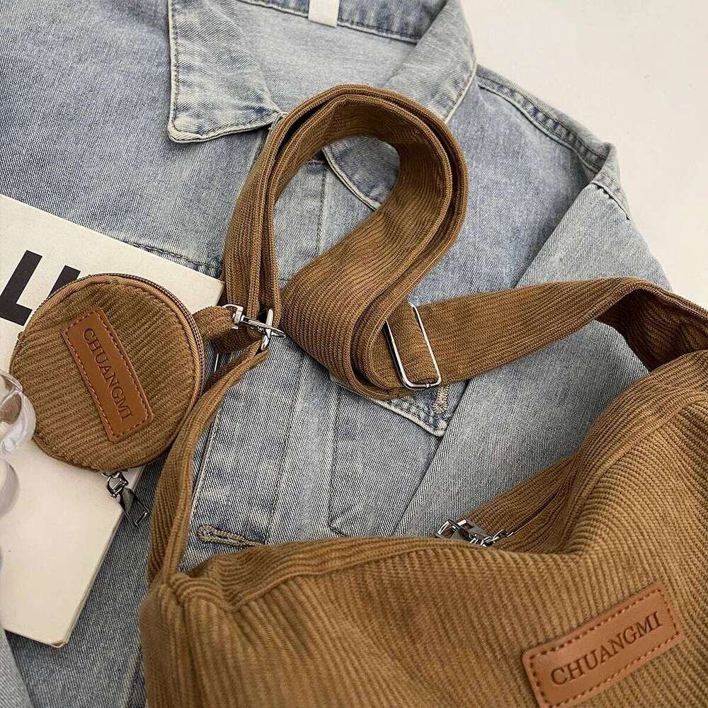 Corduroy Casual Large-Capacity Student Women's Japanese Versatile Crossbody Commuting Shoulder Bag