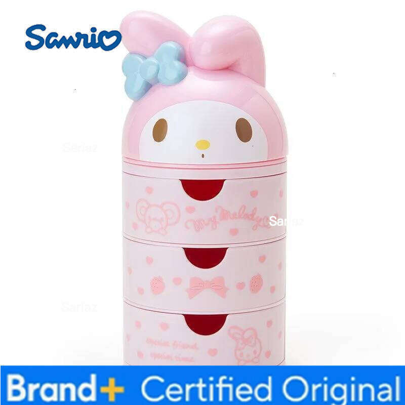Sanrio hello kitty anime peripheral cartoon 3-layer drawer storage my melody cute cat makeup box kawaii birthday gift for women H260129 H260129