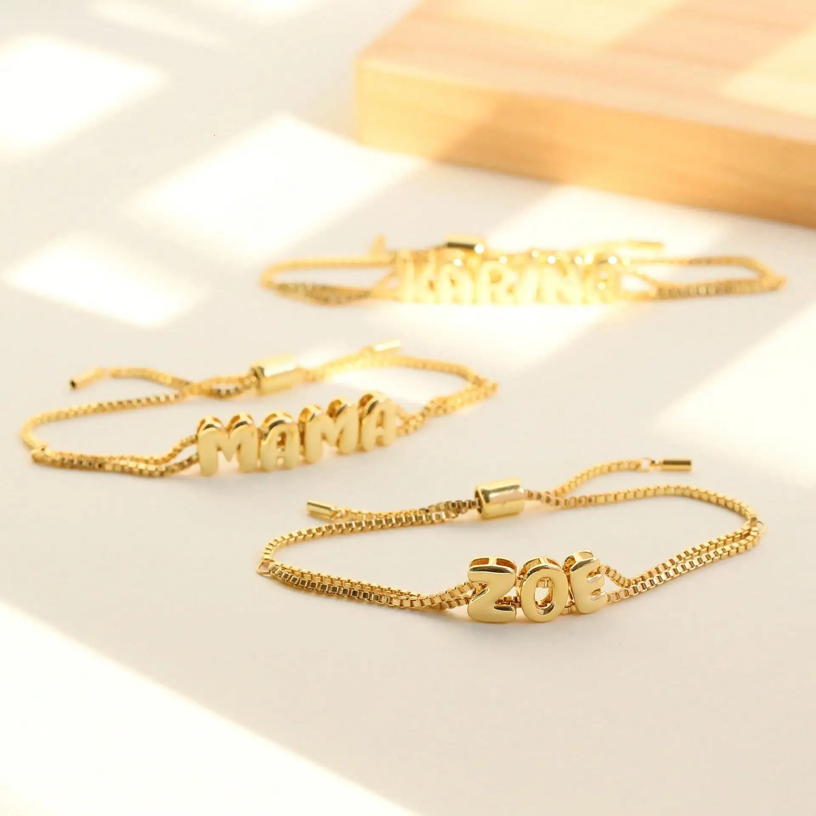Customize Name Bracelet Mini Bubble Letter Bracelet Handmade DIY Name Bracelet For Women Gold Plated Pendant Bracelets Jewelry 260126