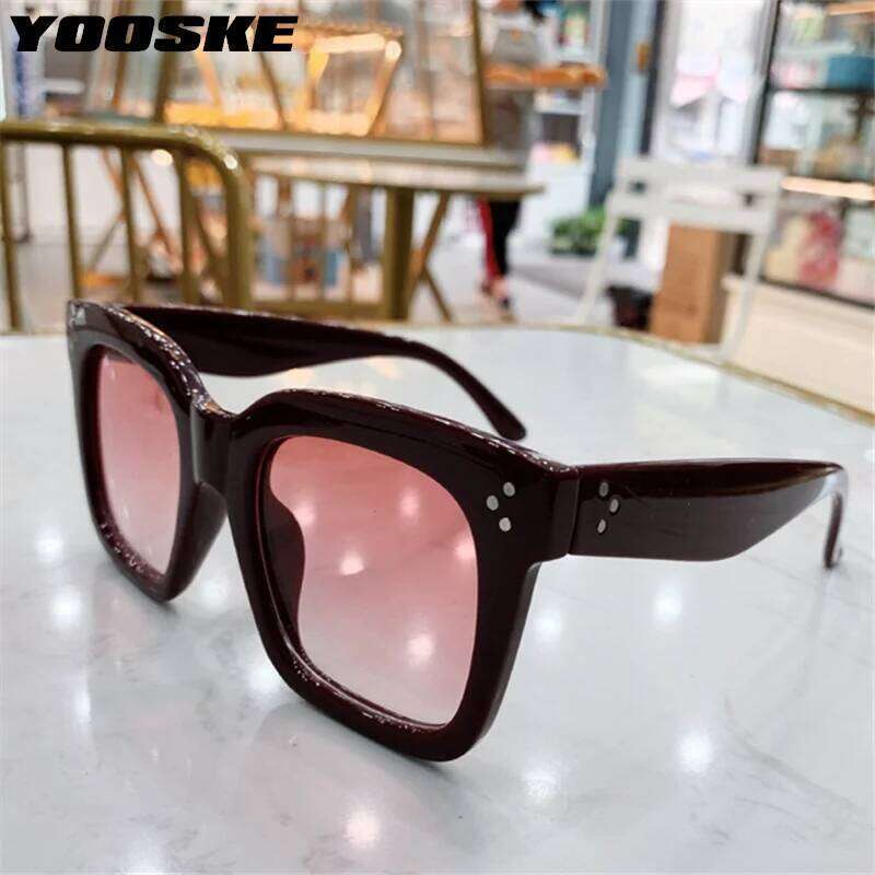 YOOSKE Brand Luxury Square Sunglasses Women Vintage Design Big Frame Sun Glasses Female Gradient Fashion Eyewear UV400 H260129