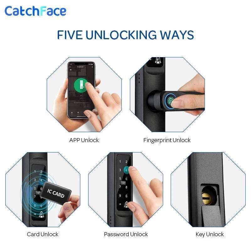 85/92mm Waterproof High-End Outdoor Fingerprint TUYA WIFI APP RFID Card Code Keyless Smart Electronic Door Lock Aluminum Home 26Y0129 - view 6