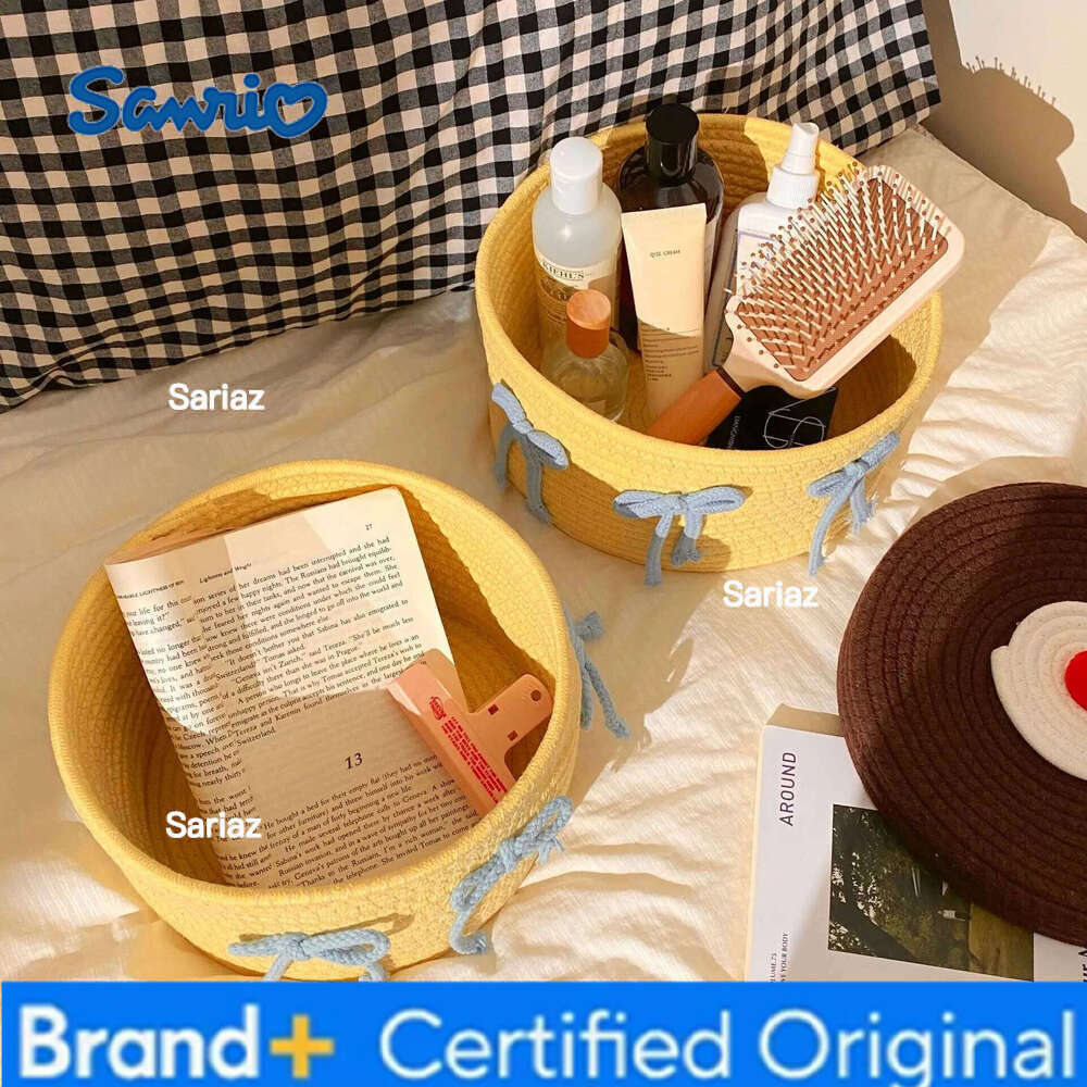 Sanrio Cute Cotton Thread Woven Basket with Lid: Dust-Proof Desktop Organizer for Snacks & Kids' Toys, Decorative Storage Box H260129 H260129