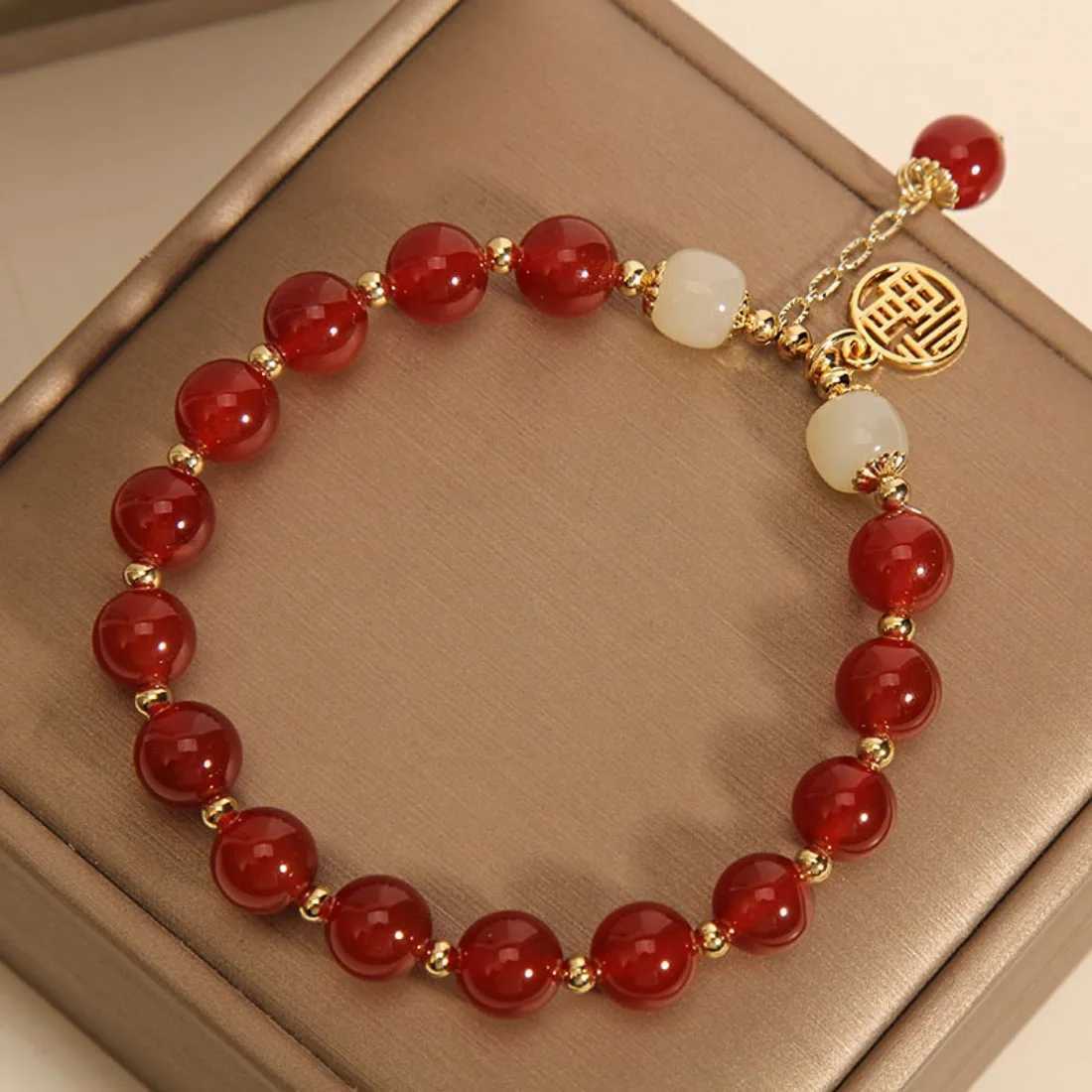 Beads Jewelry Lucky Boho Ethnic Red with Crystal Gold Bracelet Perfect GiftXJ260130
