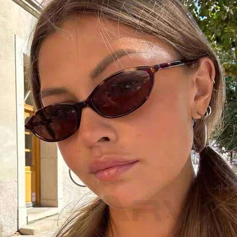 2025 Women's Leopard Brown Sunglasses Fashion Brand Small Frame Sun Glasses Ladies Retro Oval Eyewear Shade Oculus De Sol H260129