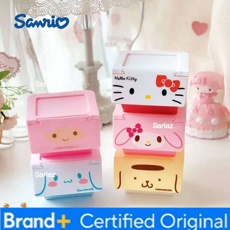 Sanrio Hello Kitty Desktop Clamshell Kuromi Melody Cinnamoroll Pochacco Jewelry Trash Storage Box Christmas Gift H260129 H260129