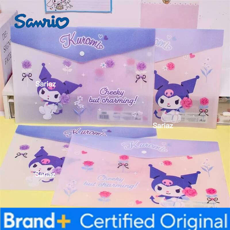Sanrio cartoon folder snaps a4 kuromi hello kitty my melody student special test book Yugui dog file bag cute Korean stationery H260129