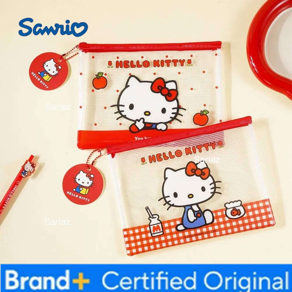 Sanrio Genuine Cartoon A5 Document Hello Kitty Information Bags Zipper Transparent Storage Bag Student Supplies Girls Gifts H2601291