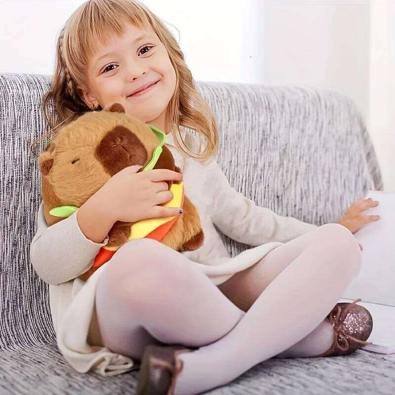 Hamburger Capybara Plush Toy - Stuffed Animal with Realistic Burger,Birthday Gifts girls and boys, Girls for Kids Y260128