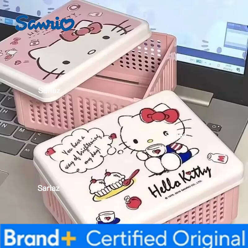 Sanrio Hello Kitty Multipurpose Folding Storage Cute KTM Desktop Miscellaneous Cosmetics Sorting Cartoon Box Holiday Gifts H260129