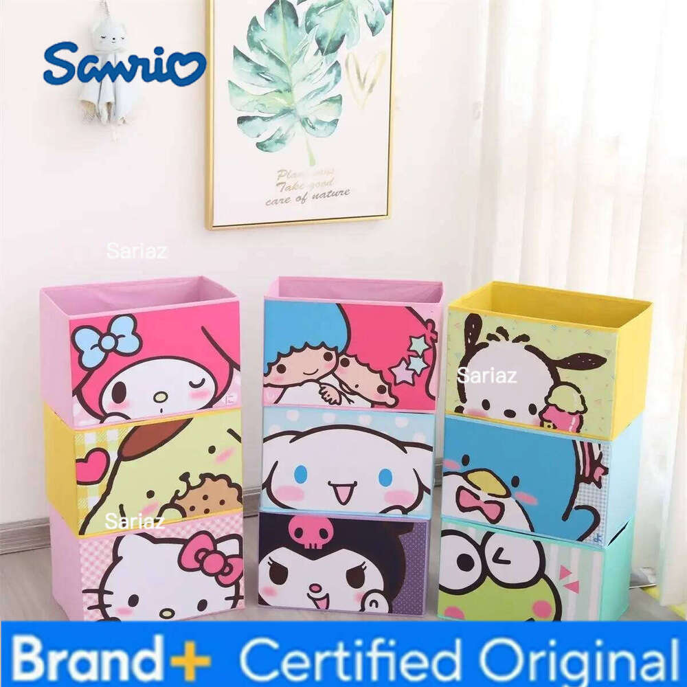 Sanrio Cartoon Hello Kitty Non-woven Foldable My Melody Home Snacks Clothing Book Box Kuromi Desktop Sundry Storage Gift H260129
