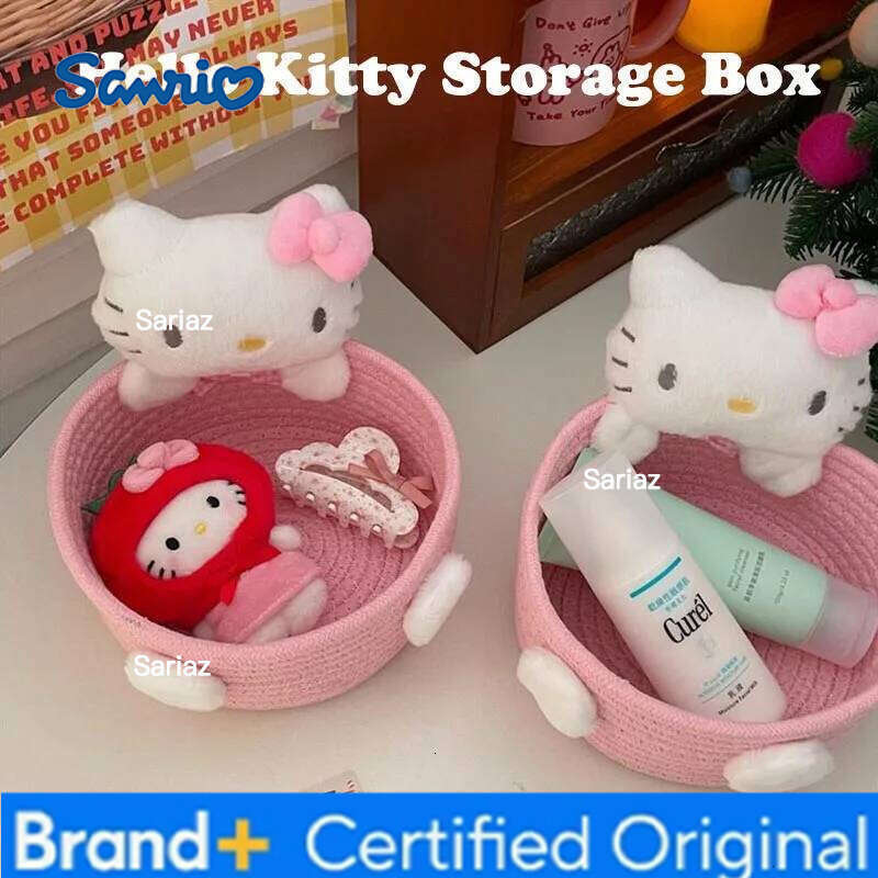 Sanrio Kitty Cat Makeup Box with Handle Portable Beauty Product Organizer Snack Storage Tray Multifunctional Home Organization H260129