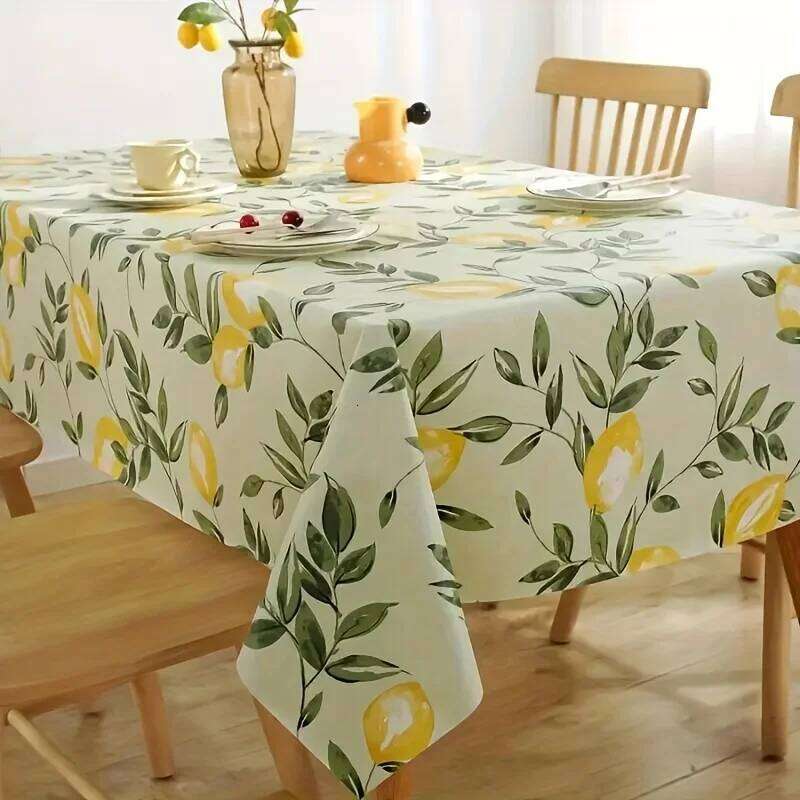 Leaves Printed Rectangle Tablecloth for Holiday Party Decor Washable Summer Lemon Waterproof Table Cloths Home Decorations 26Y0129
