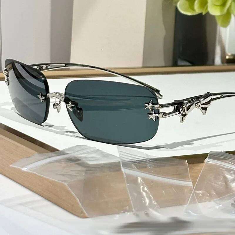 Ins New Fashion Y2k Rimless Sunglasses Women Luxury Brand Square Sun Glasses Personality Punk Eyeglasses Female Eyewear H260129