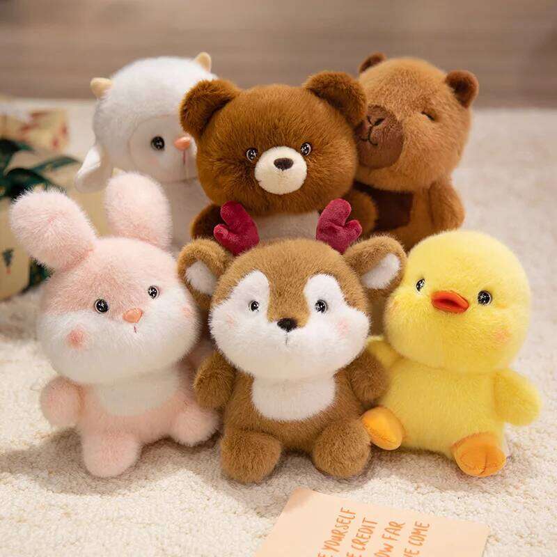 17cm/6.69in Cute Plush Animal Companion Toy Various Rabbit Lamb Duck Bear Kapibala Doll Stuffed Animals Festive Gifts Y260128