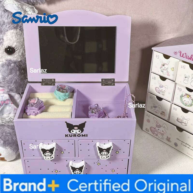 Sanrio HelloKitty Wooden Desktop Box, Exquisite Jewelry Storage Cabinet, Suitable for Gift Giving H260129 H260129