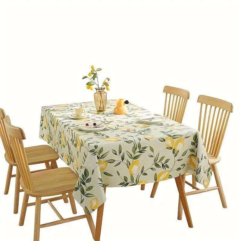 Leaves Printed Rectangle Tablecloth for Holiday Party Decor Washable Summer Lemon Waterproof Table Cloths Home Decorations 26Y0129