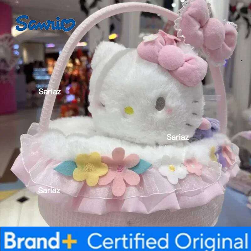 Sanrio New s Hellokittys Pochacco Cinnamoroll Plushie Doll Crouching Posture Flower Basket Series Plush Appease Toys Gift H260129