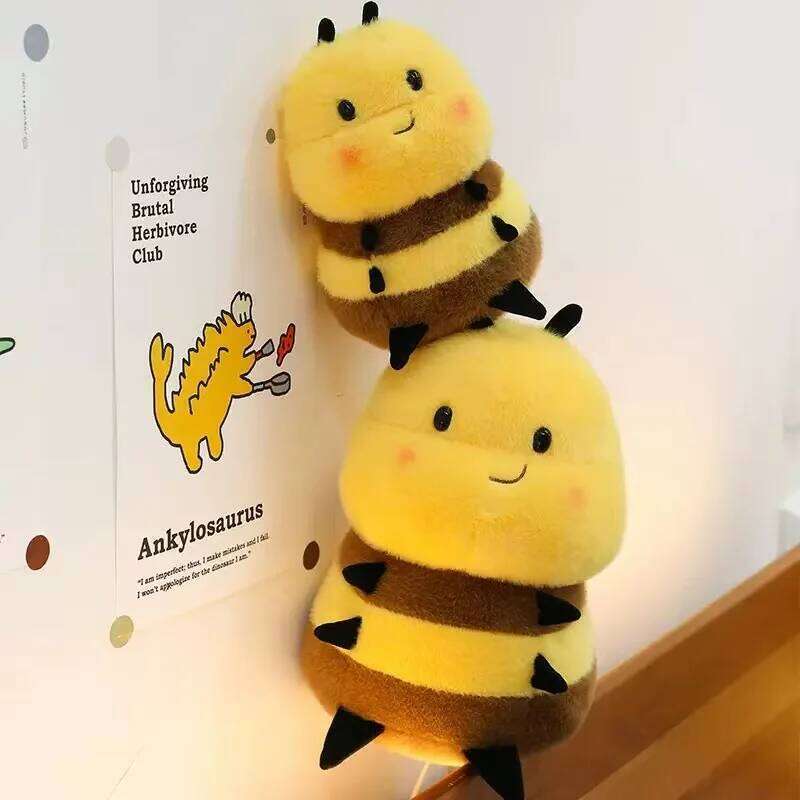 1pc 23cm/9.05in New little bee plush toy cute seven-star ladybug rag toss scratcher doll Y260128