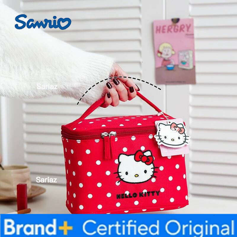 Sanrio Anime Hello Kitty Cartoon Embroidered Doll Large Capacity Cosmetic Kawaii Portable Toiletries Storage Bag Sweet Handbag Gift H260129 H260129