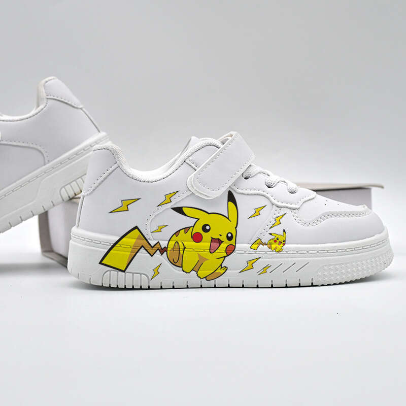 Pikachu cartoon cute popular white shoes spray paint children's shoes for boys and girls universal leisure children's plimsolls around L2601