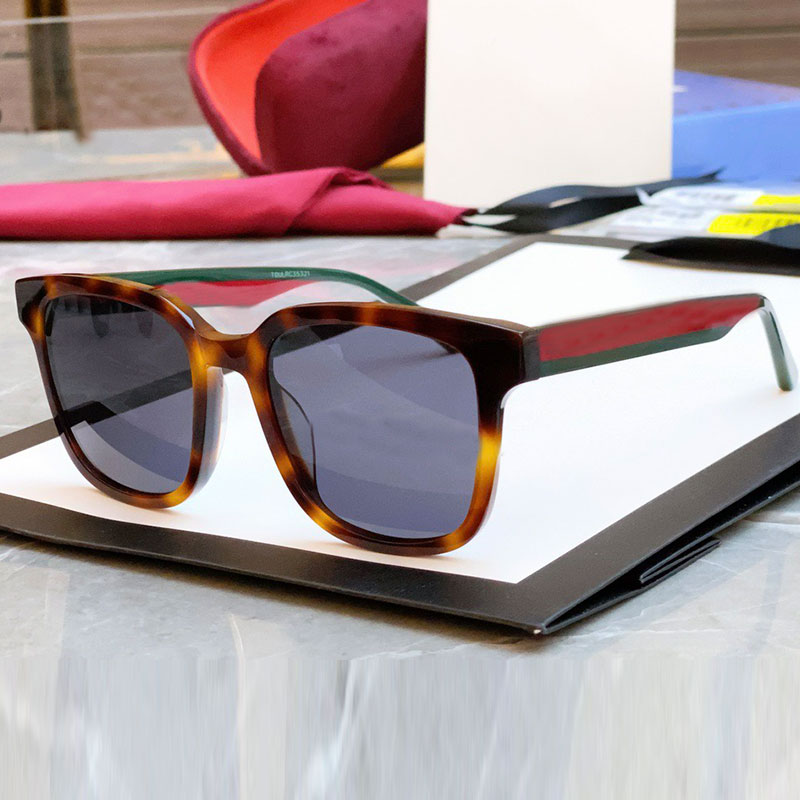 Classic Men Women Square frame Sunglasses G0847 Designer Mens Shiny black acetate frames Glasses Womens tortoiseshell eyewear classic striped two color splicing