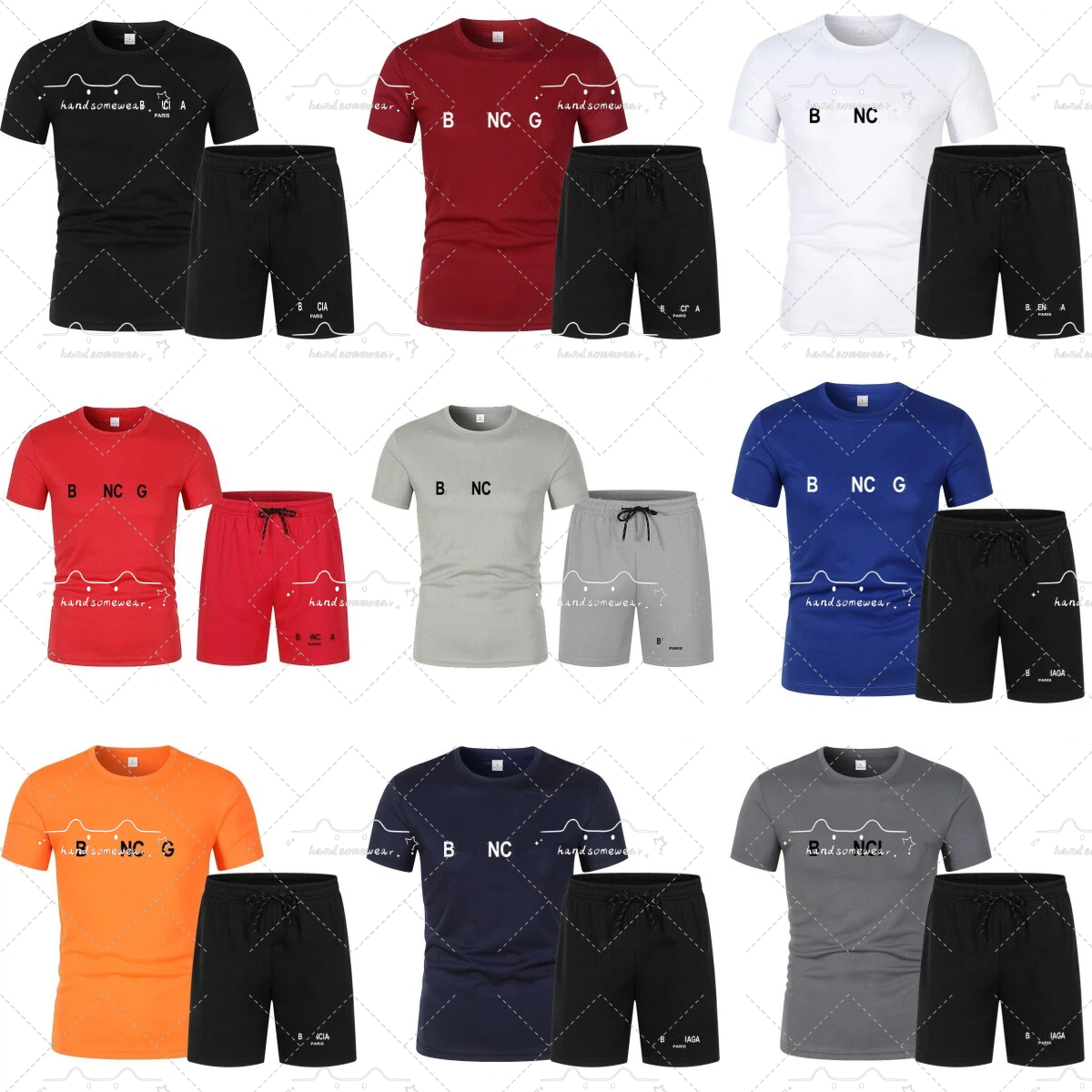 Designer Men Tracksuits Short Sleeve 2PCS Set T-shirt And Shorts Summer Jogging Suit Letter Outfits Solid Color Sportswear