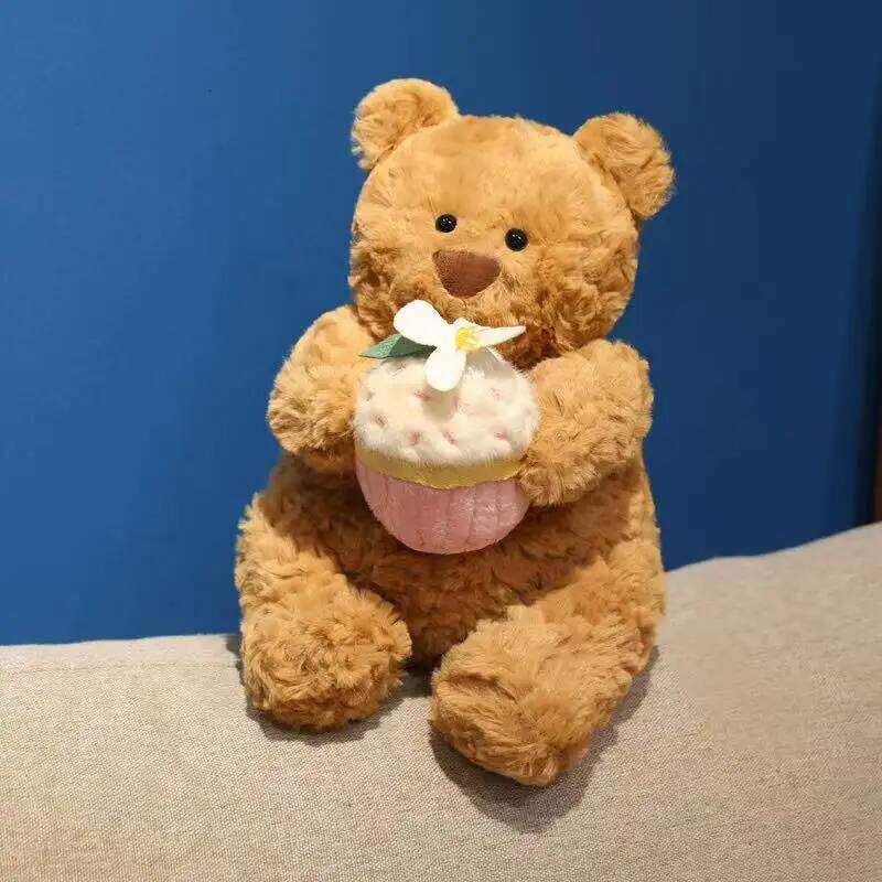 Latest Healing Cake Bear Pillow Kawaii Stuffed Plush Toy Cartoon Anime Cute Birthday Gift for Children Fun Doll Y260128