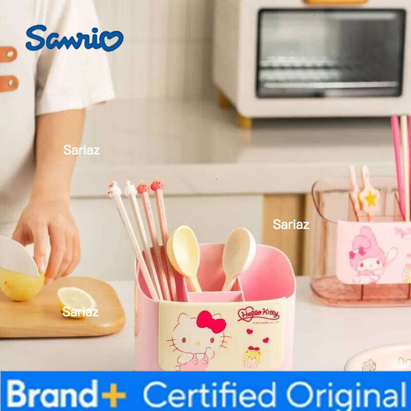 Sanrio Anime Hello Kitty My Melody Cartoon Large Capacity Makeup Brush Lipstick Storage Box Kawaii Kitchen Chopstick Drain Basket Gift H260129