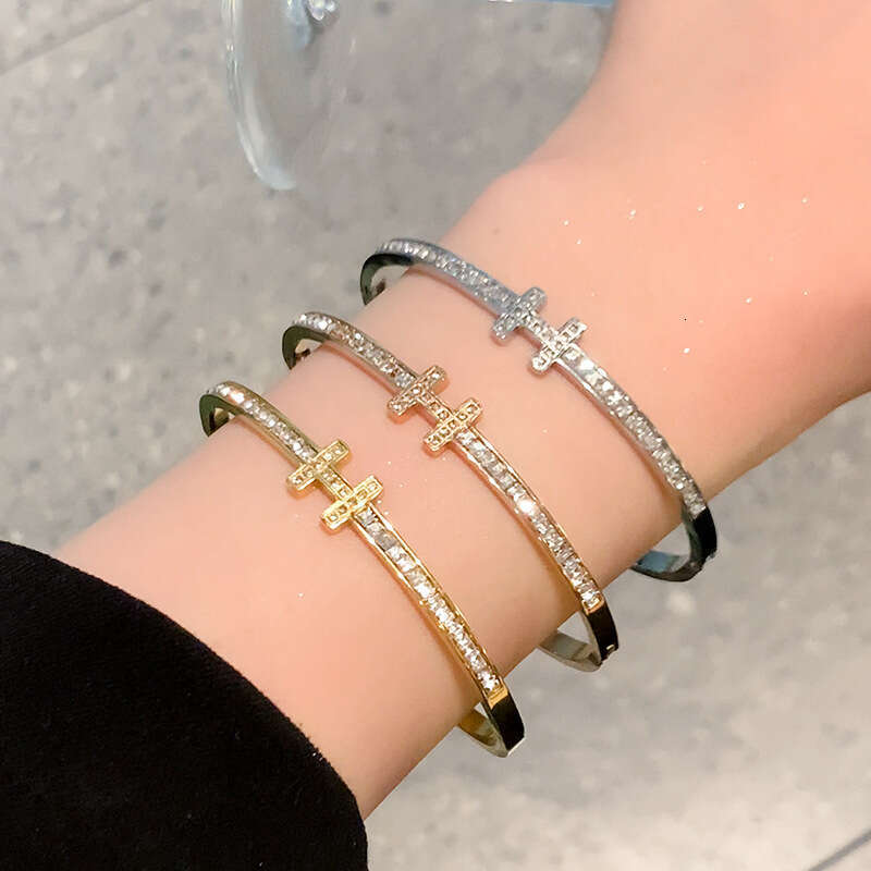 Letter H Diamond-Studded Bracelet Designer Jewelry Double T Bracelet Fashion Titanium Steel Jewelry Women's Holiday Gift