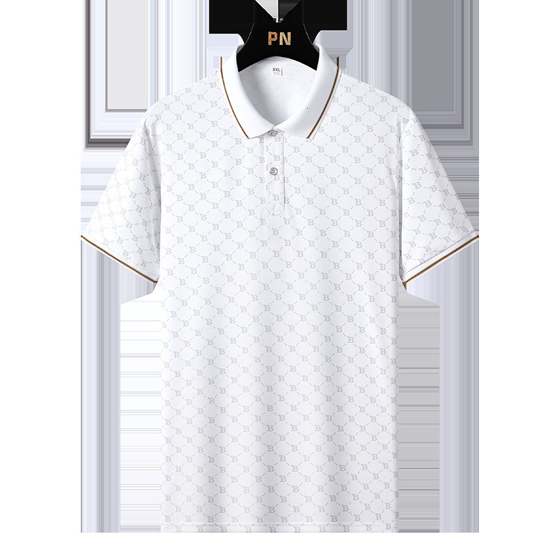 Luxury Brand Designer Clothes Men's Summer New Ice Silk Lightweight Breathable Seamless Polo Shirt Half Short Fashion Turn-Down Collar Trendy Bus